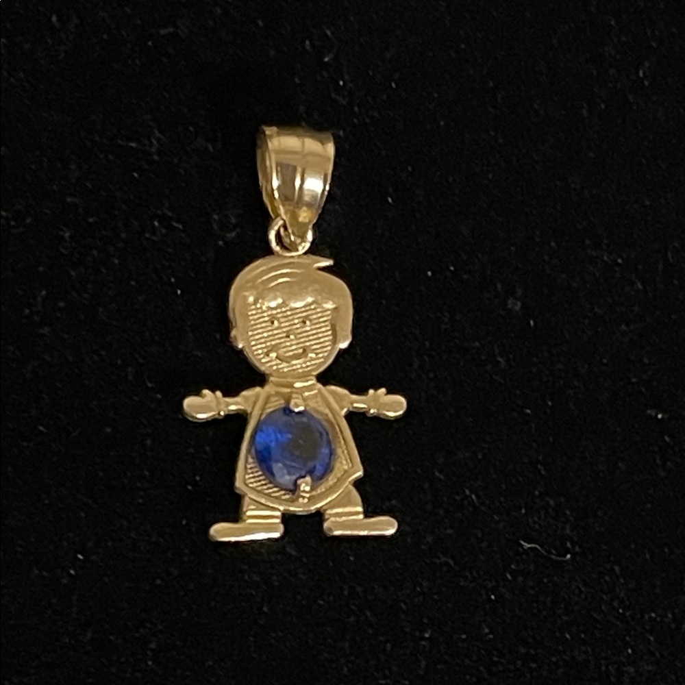 14k Gold Sapphire September
Birthstone Boy Pendant SMALL Charm
Tiny